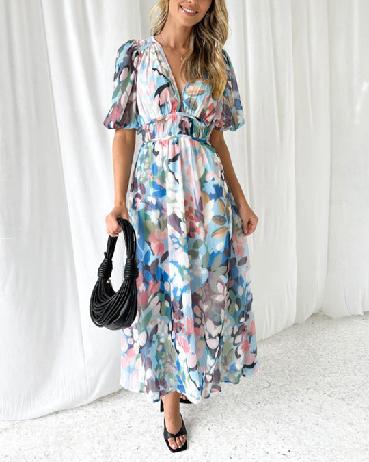 Marivelle – Floral Flare Chiffon Maxi Dress