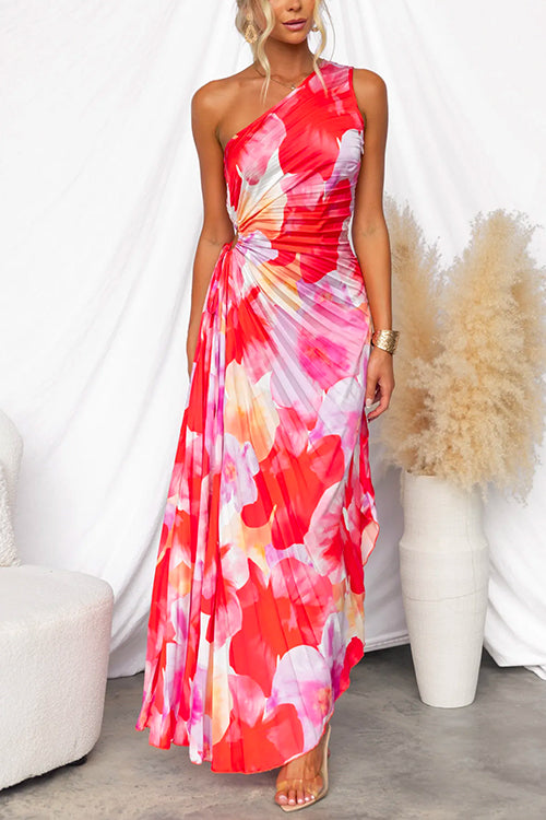 Astrid – One-Shoulder Summer Print Dress