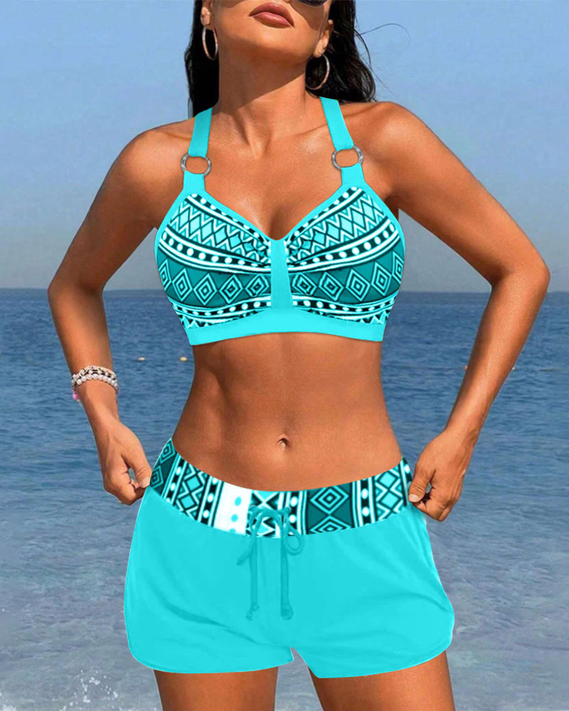 Diamond – Tribal-Chic Two-Piece Tankini Set for Active Summer Days