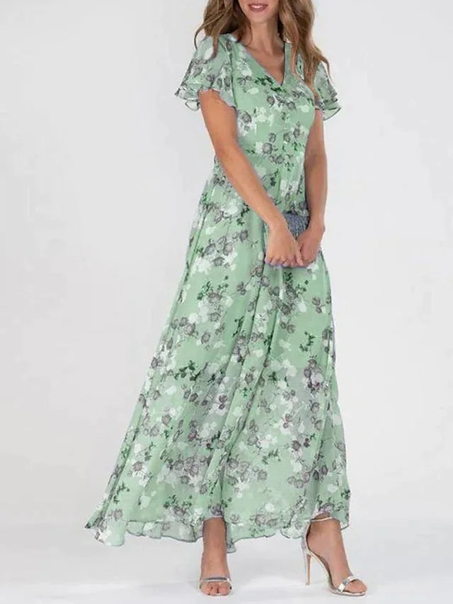 Melia – Flutter Sleeve Floral Maxi Dress