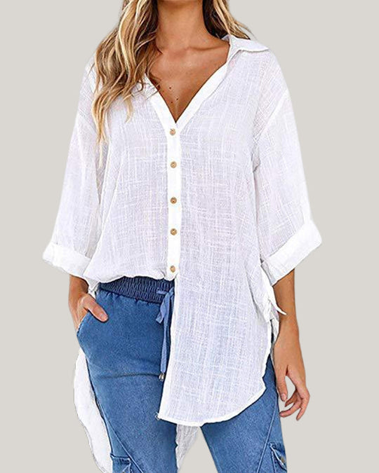 Mairead – Coastal Linen Button-Down Shirt