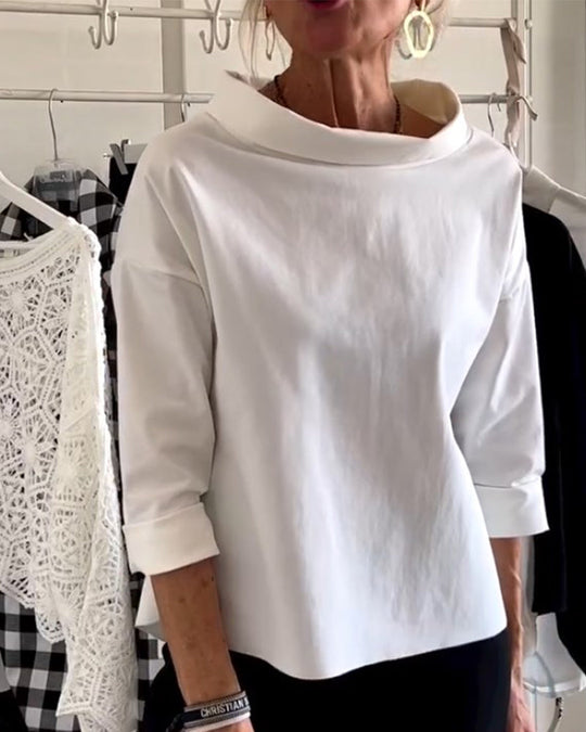 Avenelle – Luxe Drape Collar Blouse
