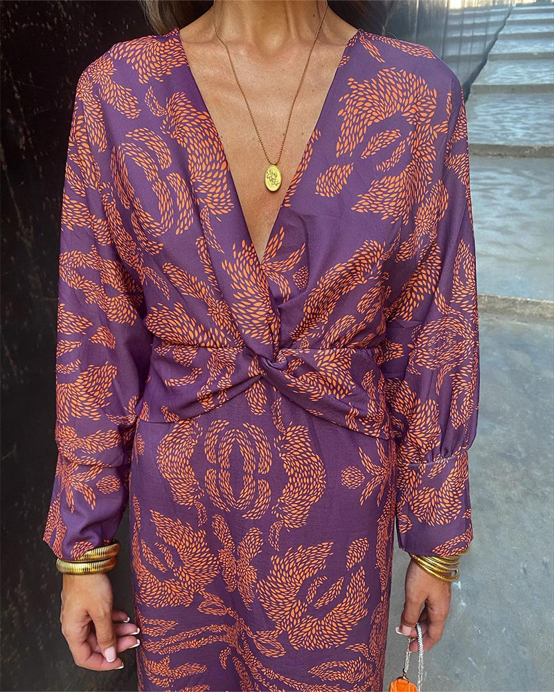 Mirevra – Boho Luxe Twist-Front Maxi Dress for Women