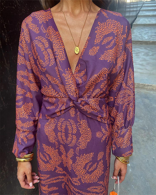 Mirevra – Boho Luxe Twist-Front Maxi Dress for Women