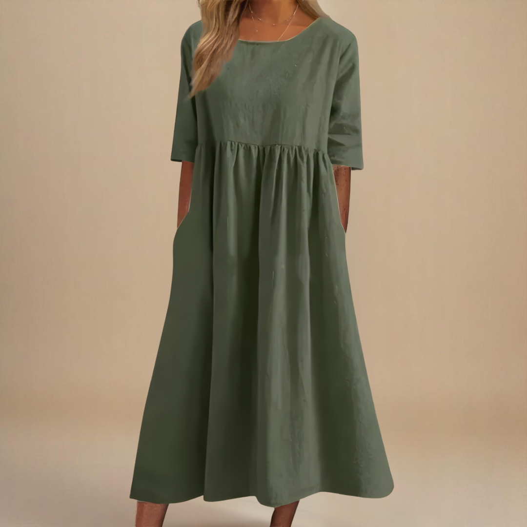 Gisela – Linen Blend Casual Midi Dress