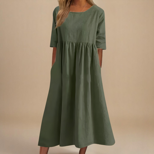 Gisela – Linen Blend Casual Midi Dress