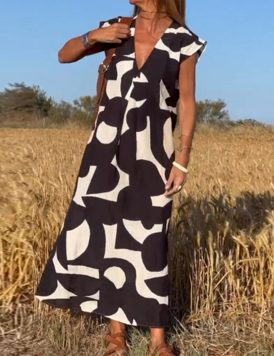 Ellice – Sleeveless Abstract Print Maxi Dress for Women