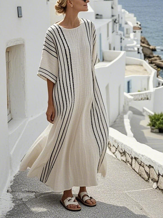Kaisa – Boho Striped Kaftan Dress for Women