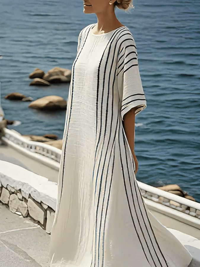 Kaisa – Boho Striped Kaftan Dress for Women
