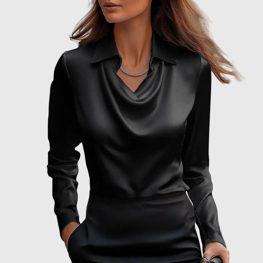 Silvaya – Satin Cowl Neck Blouse for Women