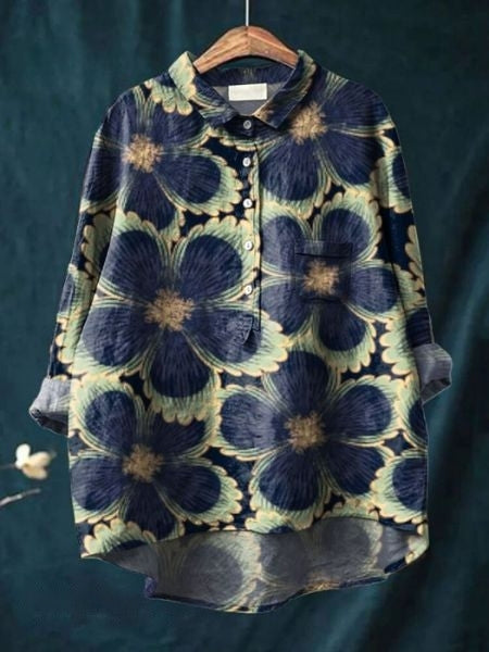 Violae – Artistic Bloom Button-Up Blouse