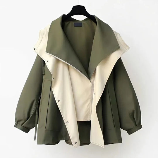 Lieselotte – Two-Tone Hooded A-Line Jacket for Women
