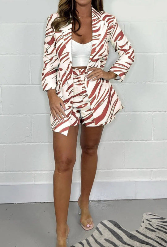 Zeyra – Zebra-Print Button-Up & Shorts Co-ord Set for Women