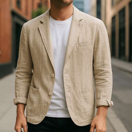 Warren – Beige Linen Casual Blazer for Men