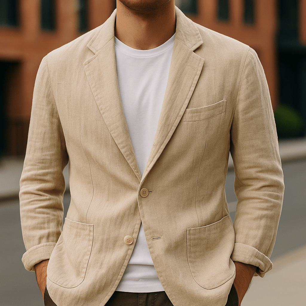 Warren – Beige Linen Casual Blazer for Men