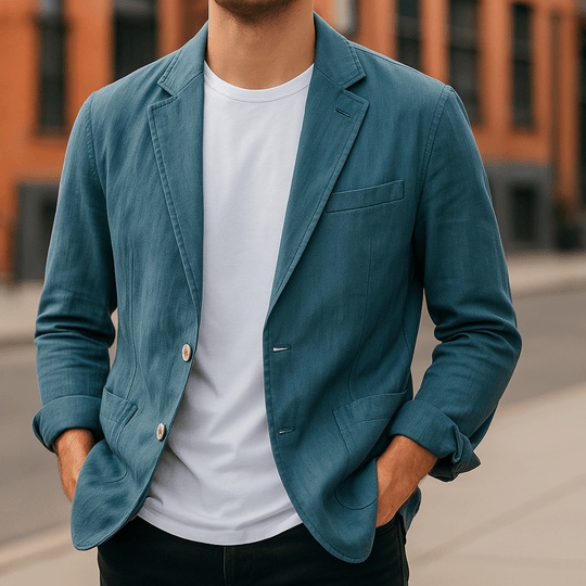 Warren – Blue Linen Casual Blazer for Men