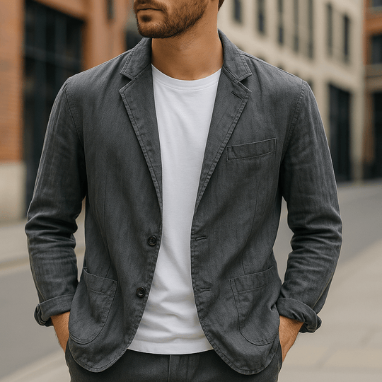 Warren – Gray Linen Casual Blazer for Men
