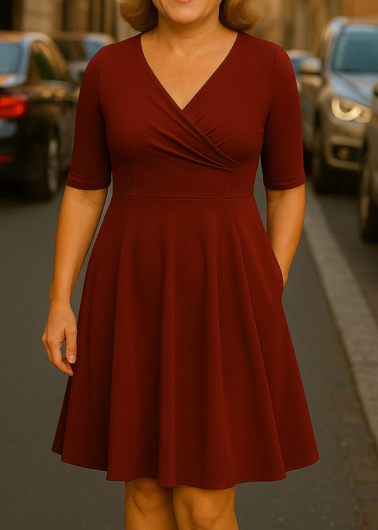Abebech – Classic V-Neck Fit & Flare Dress for Women