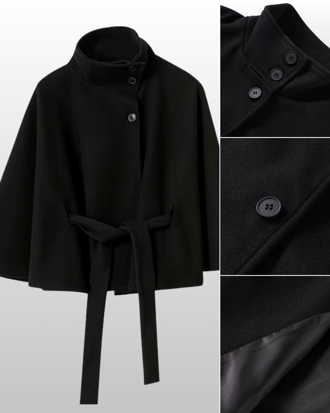 Elara – Wool Blend Cape Coat for Women