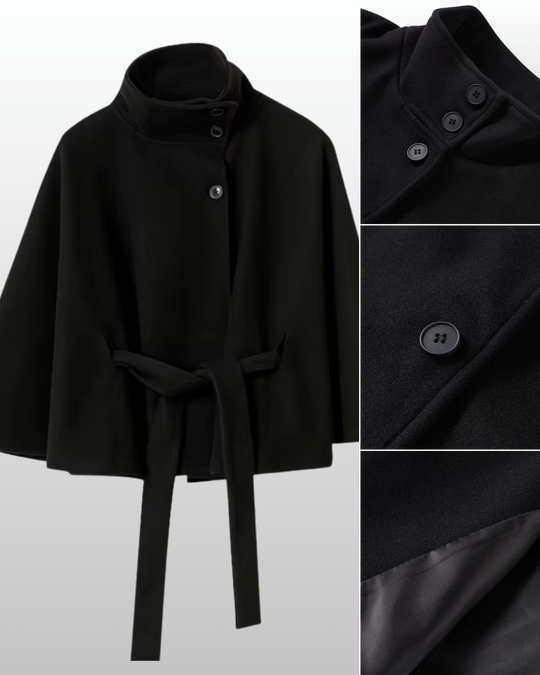 Elara – Wool Blend Cape Coat for Women