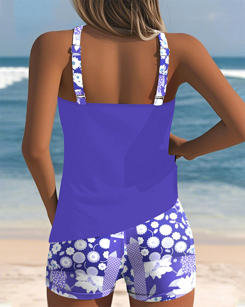 Isalyn – Floral Splash Tankini Shorts Set