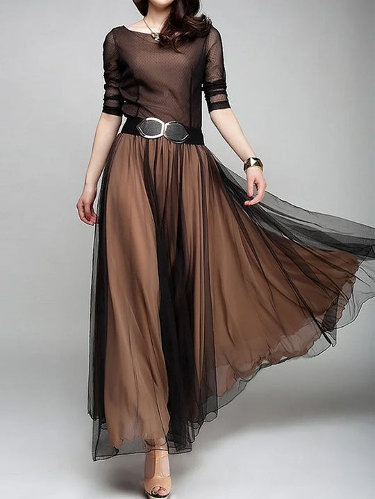 Waverly  – Chiffon Belted A-Line Maxi Dress