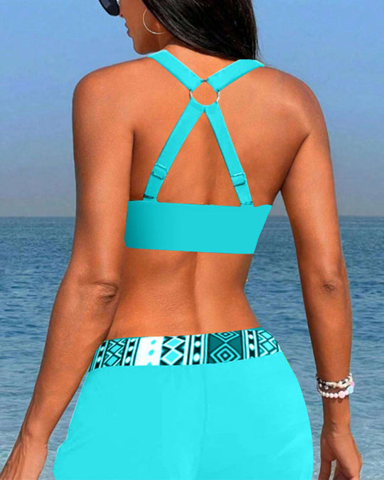 Diamond – Tribal-Chic Two-Piece Tankini Set for Active Summer Days