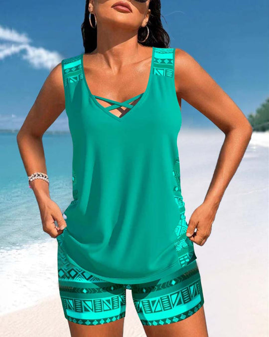 Coral – Boho Breeze Tank & Shorts Set for Women