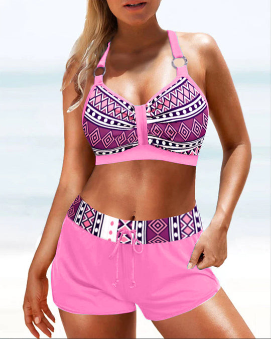 Diamond – Tribal-Chic Two-Piece Tankini Set for Active Summer Days