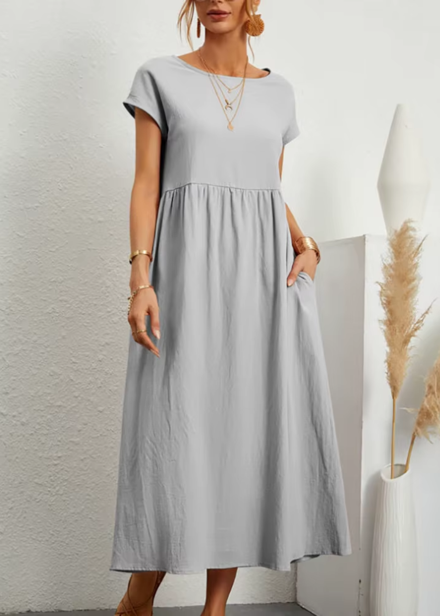 Margherita – Casual Cap Sleeve Cotton Maxi Dress for Women