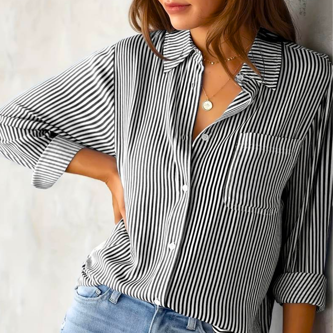 Margaretha – Striped Button-Up Cotton Shirt for Women