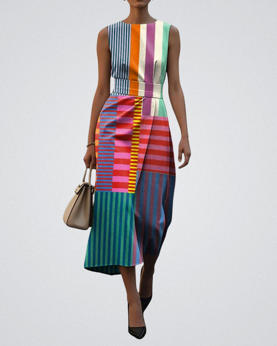 Andrea – Sculpted Sleeveless Asymmetric Midi Dress for Women