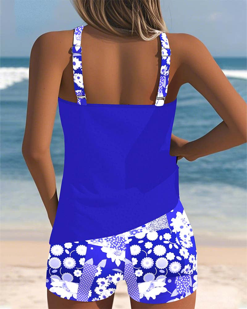Isalyn – Floral Splash Tankini Shorts Set