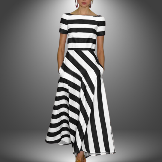Viola – Striped Elegance Maxi Dress
