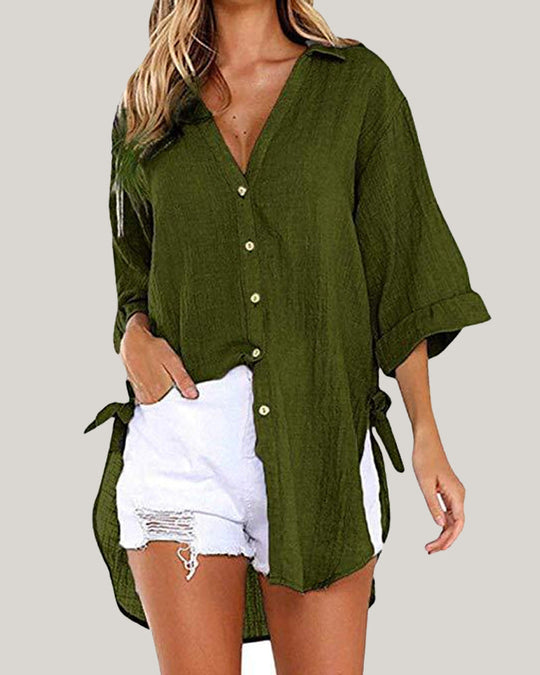 Mairead – Coastal Linen Button-Down Shirt