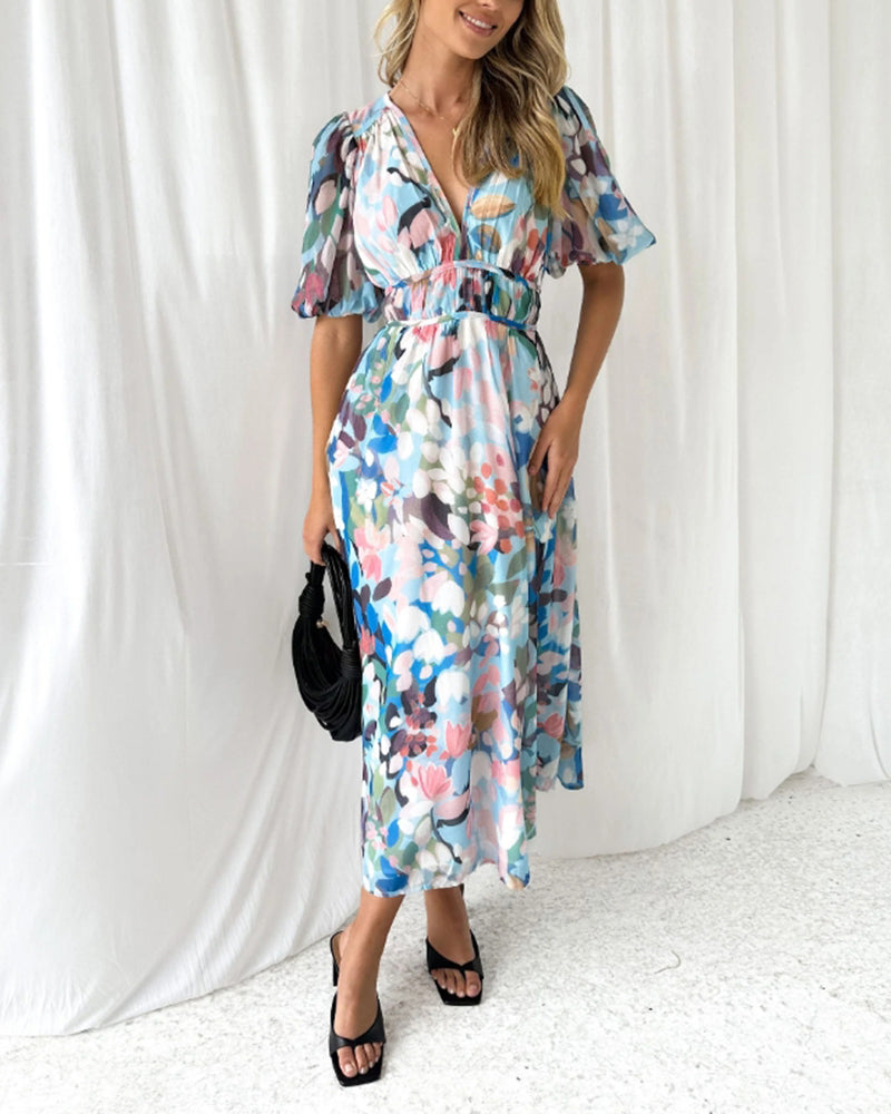 Marivelle – Floral Flare Chiffon Maxi Dress