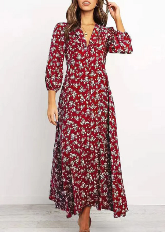 Izzy – Floral Long Sleeve Boho Maxi Dress for Women