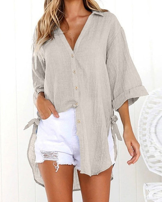 Mairead – Coastal Linen Button-Down Shirt