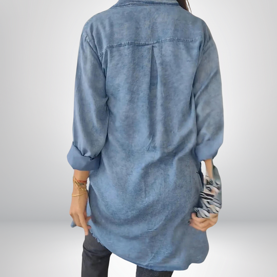 Denvira – Longline Denim Shirt Dress for Women