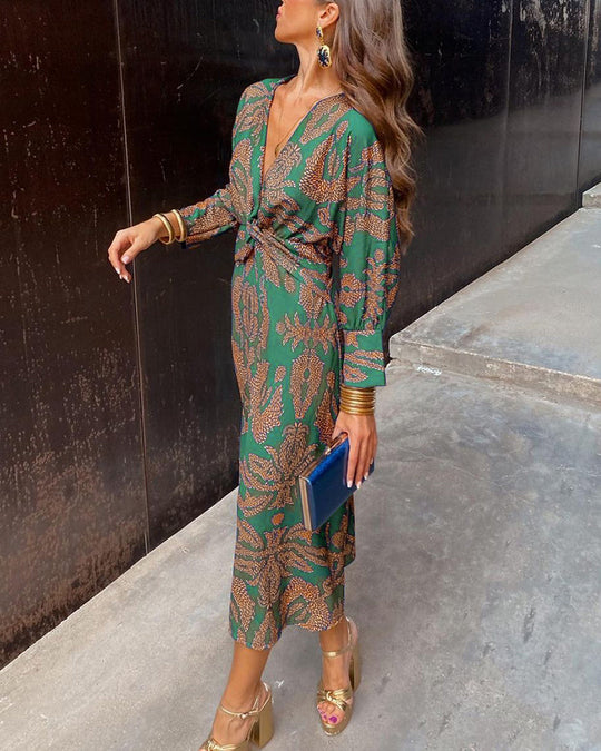 Mirevra – Boho Luxe Twist-Front Maxi Dress for Women