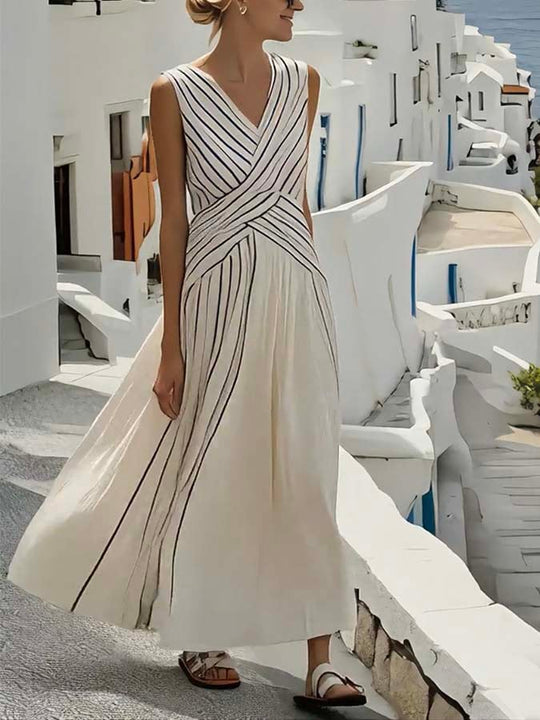 Hilma – Striped Linen Midi Dress