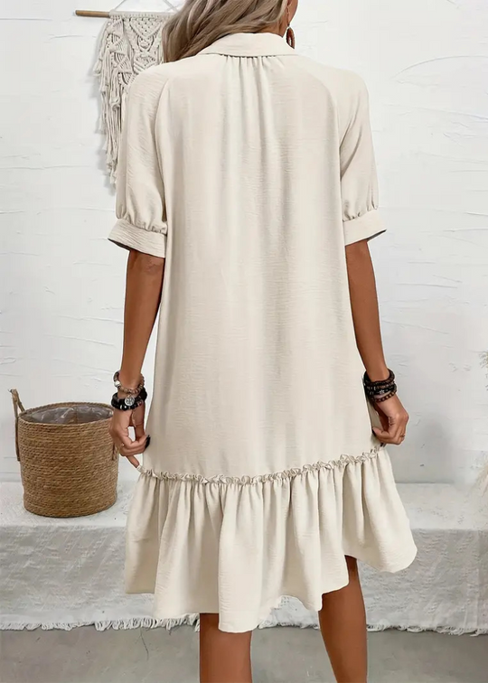 Flynn – Button-Front Ruffle Hem Shirt Dress for Women