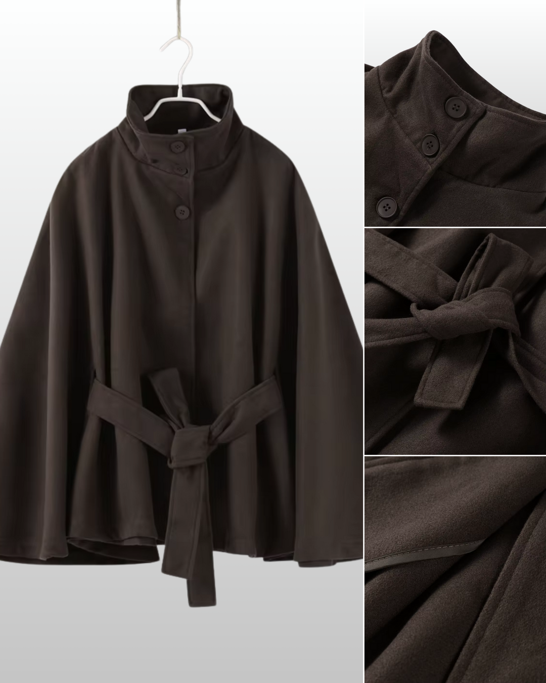 Elara – Wool Blend Cape Coat for Women