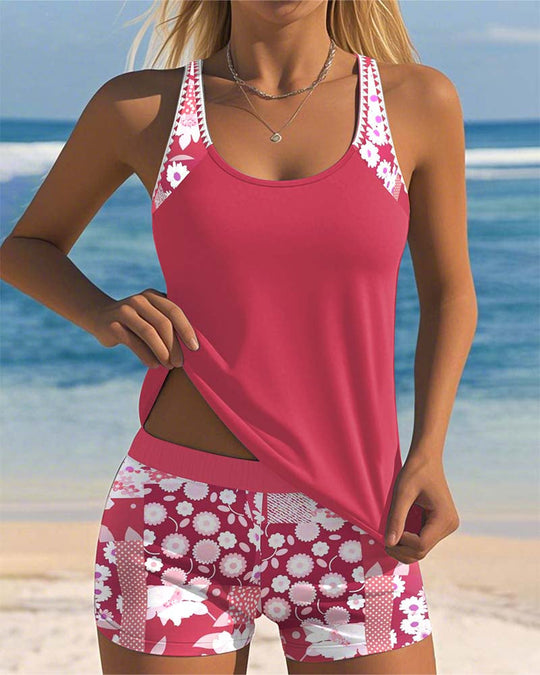 Isalyn – Floral Splash Tankini Shorts Set