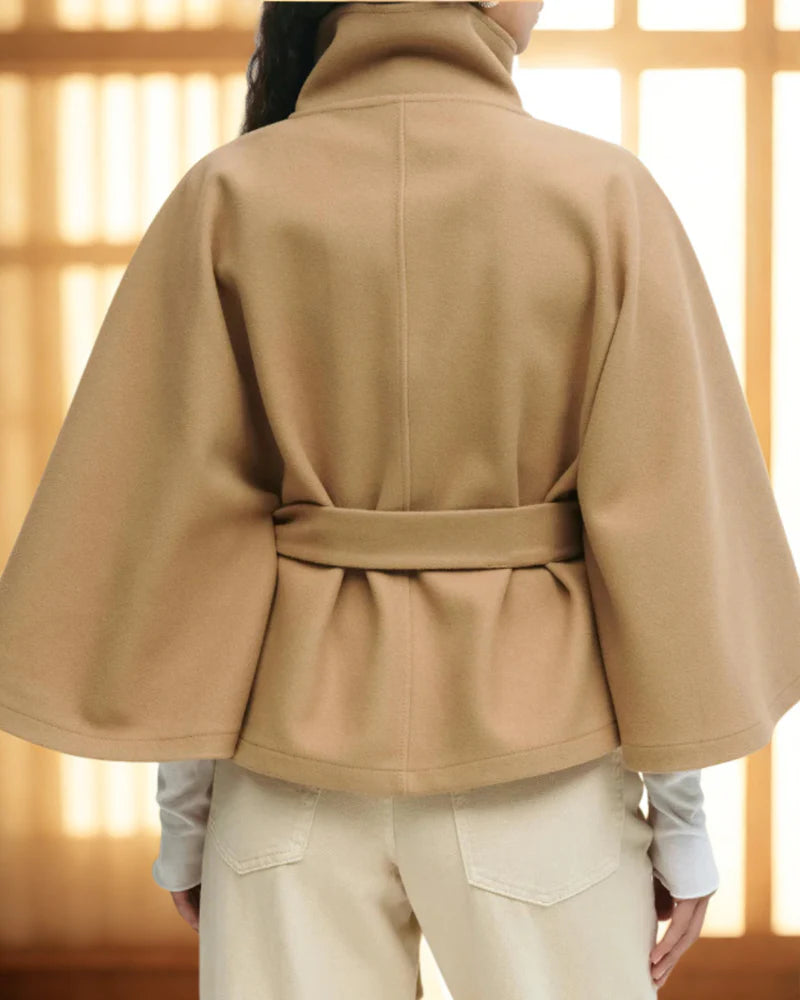 Elara – Wool Blend Cape Coat for Women