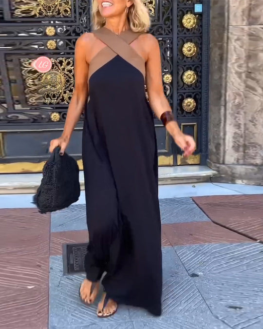 Haviland – Backless Cross-Halter Maxi Dress for Women