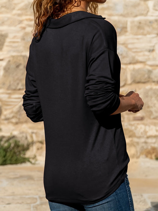 Seraya – Zip Collar Long-Sleeve Top for Women