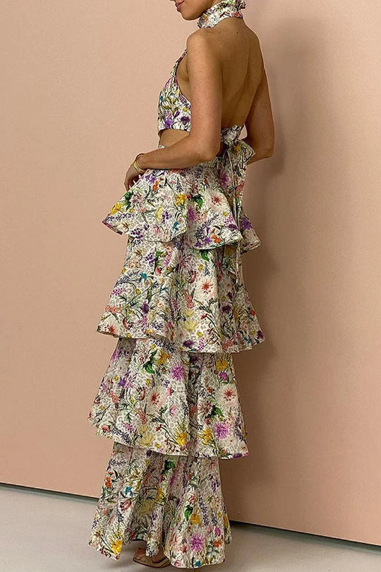 Winter – Tiered Floral Halter Jumpsuit