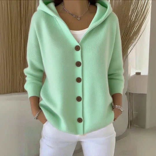 Althea – Button-Up Knit Hoodie for Women