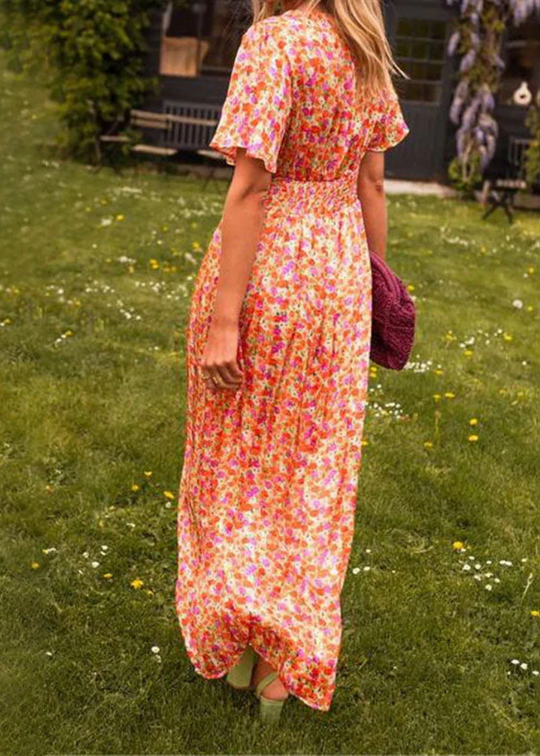 Denny – Printed Flutter Sleeve Midi Dress for Women